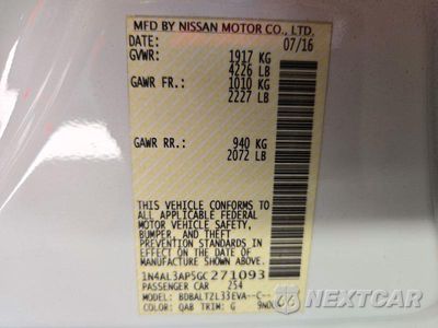 Zdjęcie 12 z 12 samochodu: 2016 NISSAN ALTIMA 2.5 SL VIN:1N4AL3AP5GC271093 - miniatura