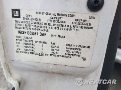 Zdjęcie 12 z 12 samochodu: 2005 CHEVROLET SILVERADO K1500 VIN:1GCEK19B25E116692 - miniatura