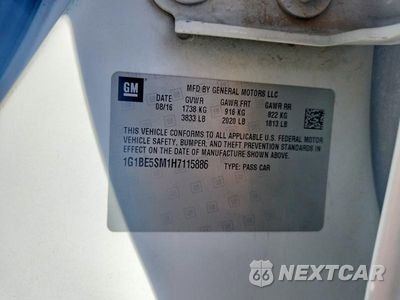Zdjęcie 12 z 12 samochodu: 2017 CHEVROLET CRUZE LT VIN:1G1BE5SM1H7115886 - miniatura