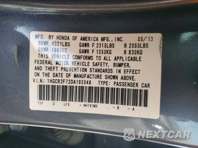 Zdjęcie 12 z 12 samochodu: 2013 HONDA ACCORD EX VIN:1HGCR2F72DA190548 - miniatura