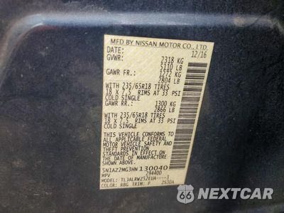 Zdjęcie 14 z 14 samochodu: 2017 NISSAN MURANO SL VIN:5N1AZ2MG3HN130040 - miniatura