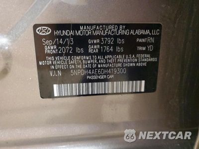 Zdjęcie 12 z 12 samochodu: 2013 HYUNDAI ELANTRA GLS VIN:5NPDH4AE6DH419300 - miniatura