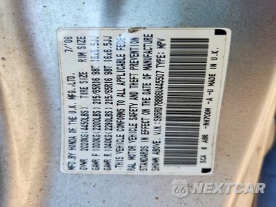 Zdjęcie 13 z 13 samochodu: 2006 HONDA CR-V EX VIN:SHSRD78886U445507 - miniatura