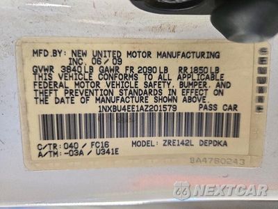 Zdjęcie 12 z 12 samochodu: 2010 TOYOTA COROLLA LE VIN:1NXBU4EE1AZ201579 - miniatura