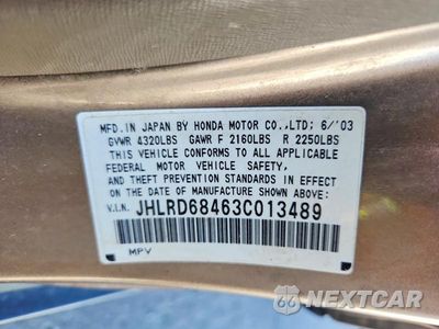 Zdjęcie 12 z 12 samochodu: 2003 HONDA CR-V LX VIN:JHLRD68463C013489 - miniatura