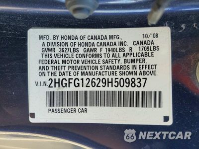 Zdjęcie 12 z 12 samochodu: 2009 HONDA CIVIC LX VIN:2HGFG12629H509837 - miniatura