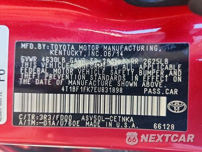 Zdjęcie 12 z 12 samochodu: 2014 TOYOTA CAMRY LE VIN:4T1BF1FK7EU831898 - miniatura