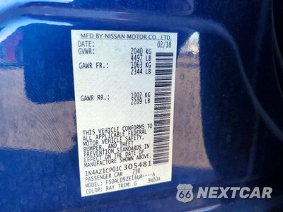 Zdjęcie 12 z 12 samochodu: 2018 NISSAN LEAF SV VIN:1N4AZ1CP0JC305481 - miniatura