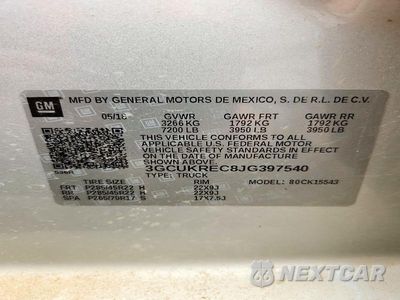 Zdjęcie 12 z 12 samochodu: 2018 CHEVROLET SILVERADO K1500 LT VIN:3GCUKREC8JG397540 - miniatura