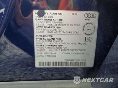 Zdjęcie 14 z 14 samochodu: 2018 AUDI SQ5 PRESTIGE VIN:WA1C4AFY2J2217215 - miniatura
