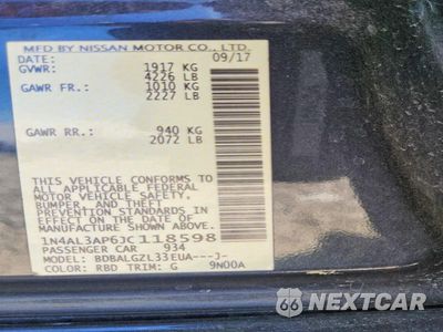 Zdjęcie 12 z 12 samochodu: 2018 NISSAN ALTIMA 2.5 S VIN:1N4AL3AP6JC118598 - miniatura