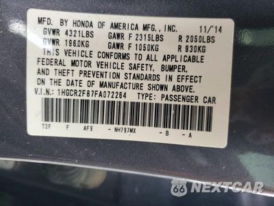 Zdjęcie 13 z 13 samochodu: 2015 HONDA ACCORD EXL VIN:1HGCR2F87FA072264 - miniatura