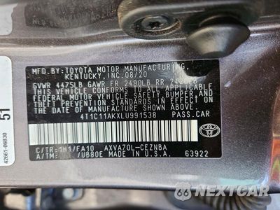 Zdjęcie 12 z 12 samochodu: 2020 TOYOTA CAMRY LE VIN:4T1C11AKXLU991538 - miniatura