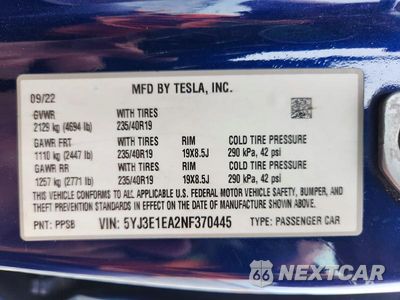 Zdjęcie 12 z 12 samochodu: 2022 TESLA MODEL 3 VIN:5YJ3E1EA2NF370445 - miniatura