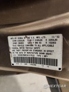 Zdjęcie 13 z 13 samochodu: 2003 HONDA CR-V EX VIN:SHSRD78853U107610 - miniatura