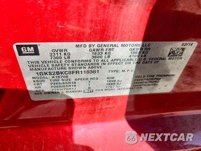 Zdjęcie 13 z 13 samochodu: 2015 GMC YUKON SLT VIN:1GKS2BKC8FR118361 - miniatura