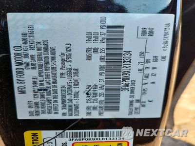 Zdjęcie 12 z 12 samochodu: 2020 FORD FUSION TITANIUM VIN:3FA6P0K9XLR133134 - miniatura