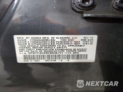 Zdjęcie 13 z 13 samochodu: 2012 HONDA PILOT LX VIN:5FNYF4H28CB036751 - miniatura