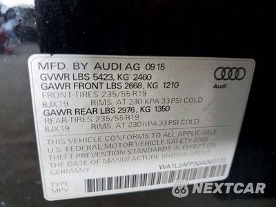 Zdjęcie 12 z 12 samochodu: 2016 AUDI Q5 PREMIUM PLUS VIN:WA1L2AFP3GA063772 - miniatura