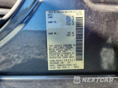 Zdjęcie 12 z 12 samochodu: 2020 NISSAN ALTIMA SV VIN:1N4BL4DV4LC241517 - miniatura
