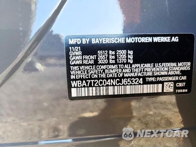 Zdjęcie 12 z 12 samochodu: 2022 BMW 740 I VIN:WBA7T2C04NCJ65324 - miniatura