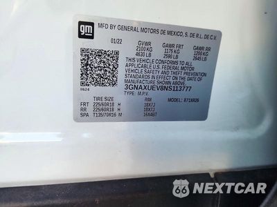 Zdjęcie 12 z 12 samochodu: 2022 CHEVROLET EQUINOX LT VIN:3GNAXUEV8NS113777 - miniatura
