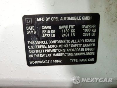 Zdjęcie 12 z 12 samochodu: 2018 BUICK REGAL TOURX ESSENCE VIN:W04GV8SX0J1144842 - miniatura