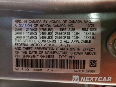 Zdjęcie 13 z 13 samochodu: 2024 HONDA CR-V EXL VIN:2HKRS4H71RH438858 - miniatura
