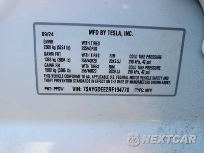 Zdjęcie 12 z 12 samochodu: 2024 TESLA MODEL Y VIN:7SAYGDEE2RF194770 - miniatura