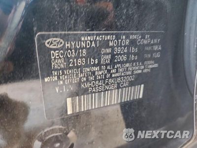 Zdjęcie 12 z 12 samochodu: 2019 HYUNDAI ELANTRA SEL VIN:KMHD84LF8KU832002 - miniatura