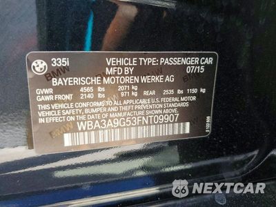 Zdjęcie 12 z 12 samochodu: 2015 BMW 335 I VIN:WBA3A9G53FNT09907 - miniatura