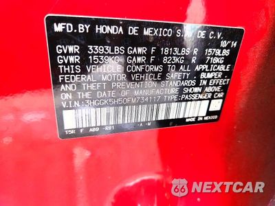 Zdjęcie 12 z 12 samochodu: 2015 HONDA FIT LX VIN:3HGGK5H50FM734117 - miniatura