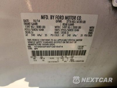 Zdjęcie 13 z 13 samochodu: 2015 FORD EXPLORER LIMITED VIN:1FM5K8F85FGB15474 - miniatura