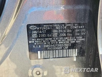 Zdjęcie 12 z 12 samochodu: 2017 HYUNDAI ELANTRA VALUE EDITION VIN:KMHD84LF0HU379311 - miniatura