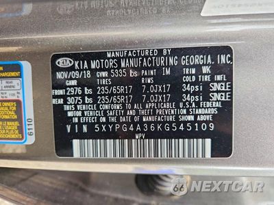 Zdjęcie 12 z 12 samochodu: 2019 KIA SORENTO L VIN:5XYPG4A36KG545109 - miniatura