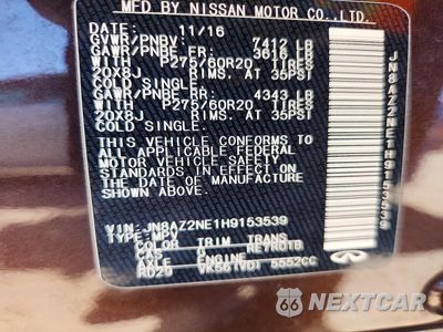 Zdjęcie 13 z 13 samochodu: 2017 INFINITI QX80 BASE VIN:JN8AZ2NE1H9153539 - miniatura