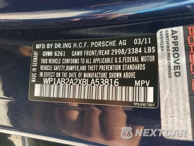 Zdjęcie 13 z 13 samochodu: 2011 PORSCHE CAYENNE S VIN:WP1AB2A2XBLA53816 - miniatura