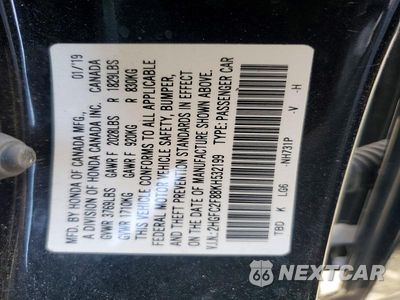 Zdjęcie 12 z 12 samochodu: 2019 HONDA CIVIC SPORT VIN:2HGFC2F88KH532199 - miniatura