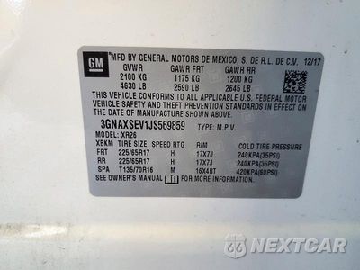 Zdjęcie 13 z 13 samochodu: 2018 CHEVROLET EQUINOX LT VIN:3GNAXSEV1JS569859 - miniatura