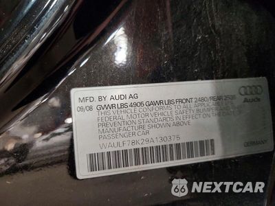Zdjęcie 12 z 12 samochodu: 2009 AUDI A4 2.0T QUATTRO VIN:WAULF78K29A130375 - miniatura