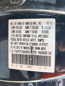 Zdjęcie 12 z 12 samochodu: 2012 HONDA ACCORD EX VIN:1HGCP2F74CA086955 - miniatura