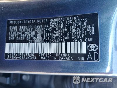 Zdjęcie 12 z 12 samochodu: 2016 TOYOTA COROLLA LE VIN:2T1BURHE8GC514888 - miniatura