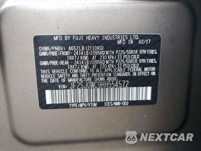 Zdjęcie 14 z 14 samochodu: 2017 SUBARU FORESTER 2.0XT TOURING VIN:JF2SJGWC9HH554572 - miniatura