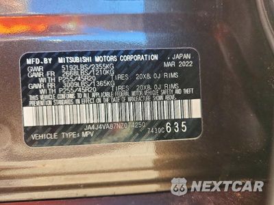 Zdjęcie 13 z 13 samochodu: 2022 MITSUBISHI OUTLANDER SEL VIN:JA4J4VA87NZ074250 - miniatura