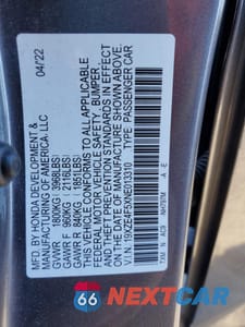 Zdjęcie 13 z 13 samochodu: 2022 HONDA INSIGHT EX VIN:19XZE4F5XNE013310 - miniatura