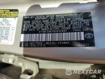 Zdjęcie 12 z 12 samochodu: 2006 TOYOTA CAMRY LE VIN:4T1BF30K76U635997 - miniatura