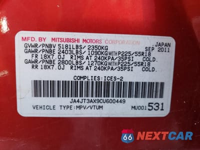 Zdjęcie 13 z 13 samochodu: 2012 MITSUBISHI OUTLANDER SE VIN:JA4JT3AX9CU600449 - miniatura