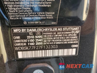 Zdjęcie 12 z 12 samochodu: 2007 MERCEDES-BENZ SL 600 VIN:WDBSK77F27F132303 - miniatura