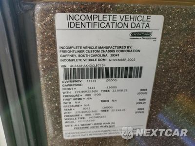 Zdjęcie 10 z 10 samochodu: 2003 FREIGHTLINER CHASSIS X LINE MOTOR HOME VIN:4UZAAHAK43CL87134 - miniatura