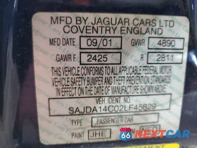 Zdjęcie 14 z 14 samochodu: 2002 JAGUAR XJ8 VIN:SAJDA14C02LF45629 - miniatura